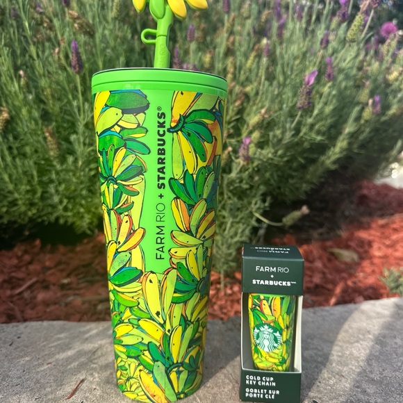 Starbucks X Farm Rio Tropical Green Tumbler Banana and Keychain Set